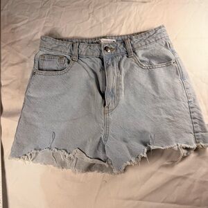 Zara Light Blue Jean Shorts with Frayed Hem